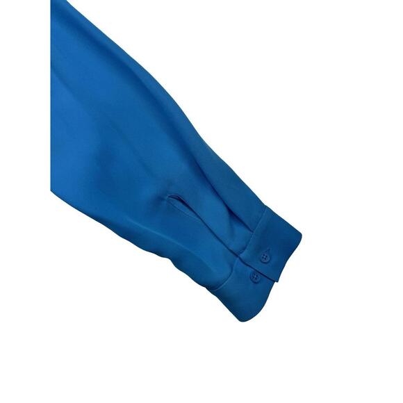 Elie Tahari Silk V-Neck Relaxed Fit Blouse Blue Size S - Picture 3 of 7